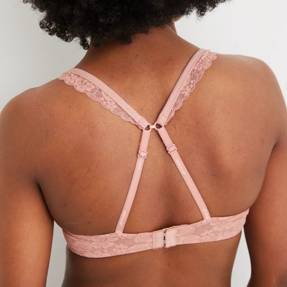 💫AERIE REAL HAPPY WIRELESS PUSH UP RETRO LACE BRA SIZE 34B - Picture 3 of 10